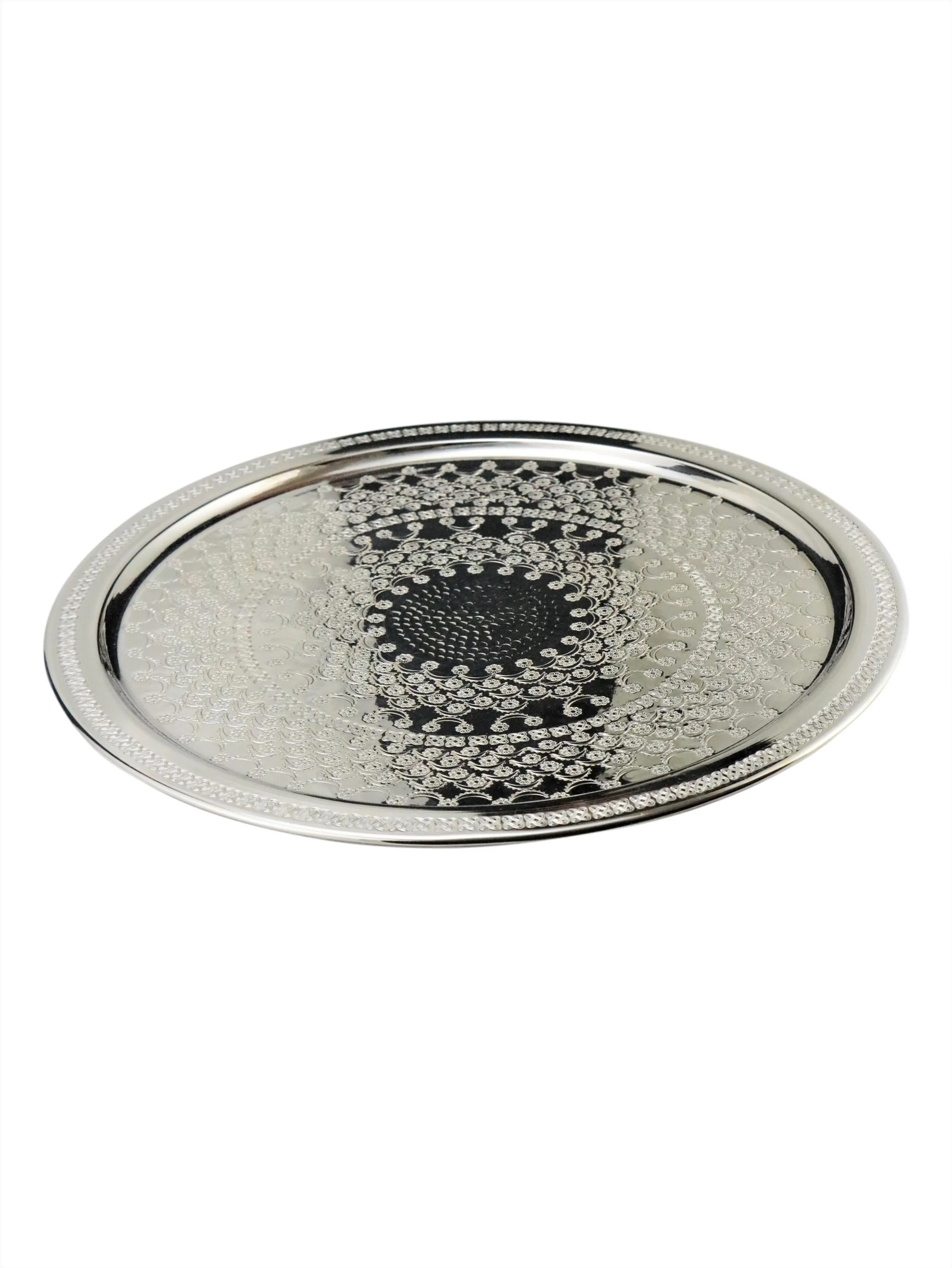 

Morya Copper Tea Coffee Sugar Bowl Serving Tray Decorative Pan Plate Dessert Dinner Elegant Tableware Set Table Luxory 40 cm