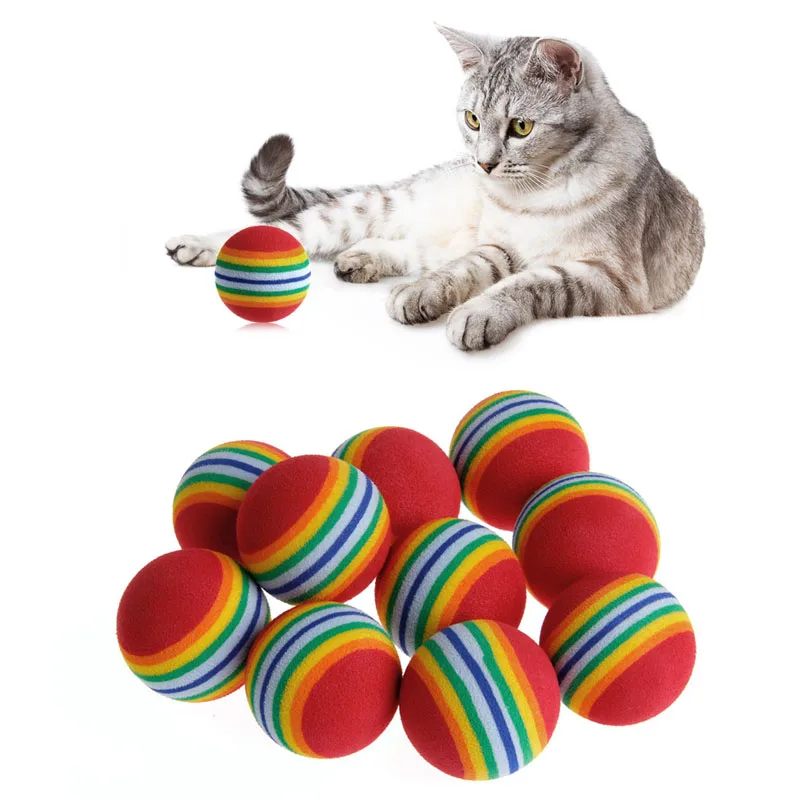 

10Pcs Colorful Pet Rainbow Foam Fetch Balls Training Interactive Dog Funny Toy