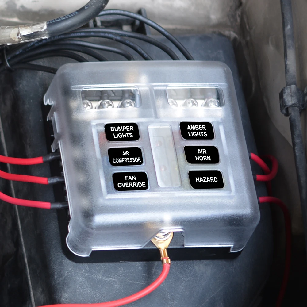 

6 Way Blade Fuse Holder Box Block Bag 12V/24V Car Truck Boat Marine Bus RV Van