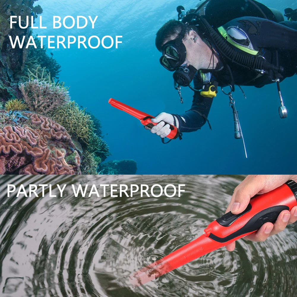 

Hand-held Metal Detector Waterproof Highly Sensitive Underwater Treasure Hunter Buzzer Vibrate Portable Pin Pointer Belt Holster