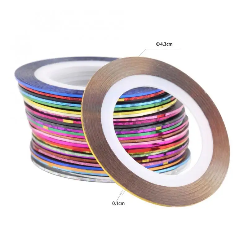 

30Pcs Nail Stickers Mixed Colorful Beauty Rolls Striping Decals Foil Tips Tape Line DIY Design Nail Art Stickers For Nail Decals