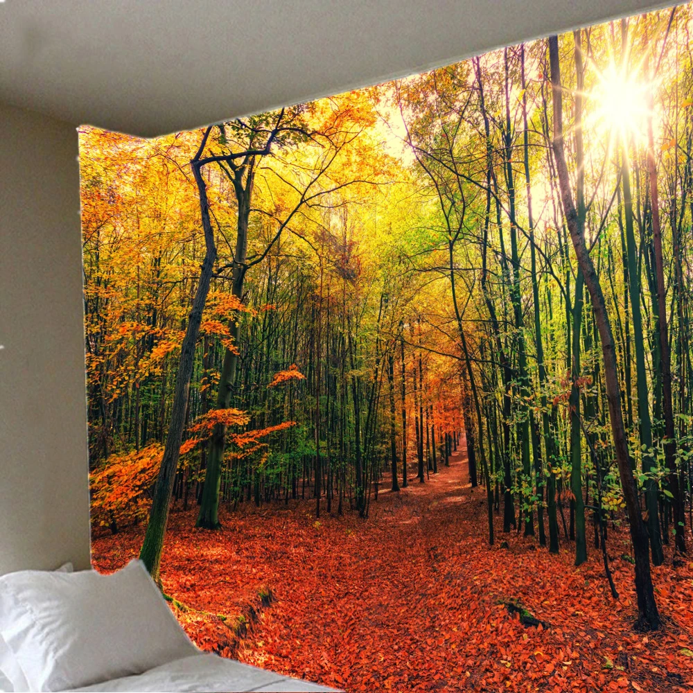 

Natural Forest Tapestry Wall Hanging Psychedelic Forest Tree Tapestry Bedroom Mysterious Dream Aestheticism Sunlight Penetrating