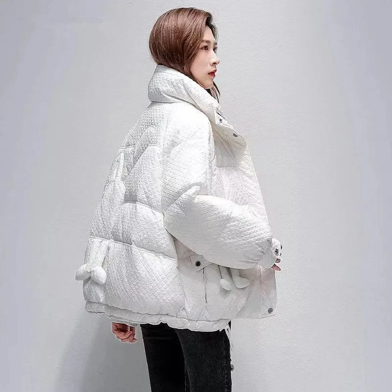 New collection Rabbit Winter Lightweight Down Jacket Women Thick Warm Batwing Long Sleeve Loose  Pocket 90% Duck Down coat