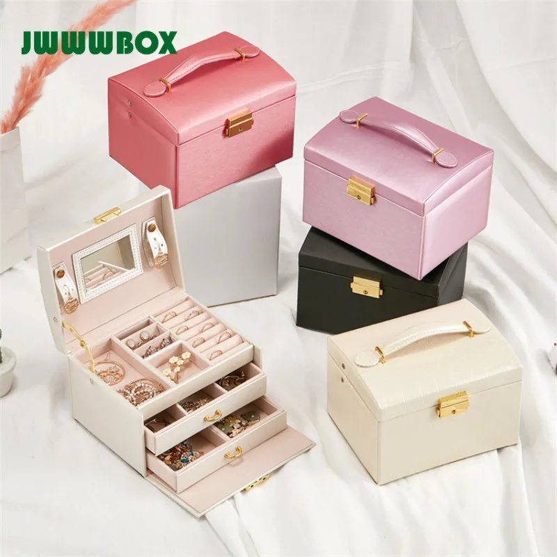 JWWWBOX 5 цветов шкатулка для ювелирных изделий из искусственной кожи роскошная