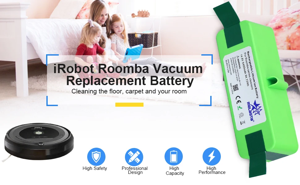 6.4Ah 14,8 V ионно-литиевая Батарея с бренда клетки для iRobot Roomba 500 600 700 800 серии 510 530 550 560 620 650 770 780 790 870 880