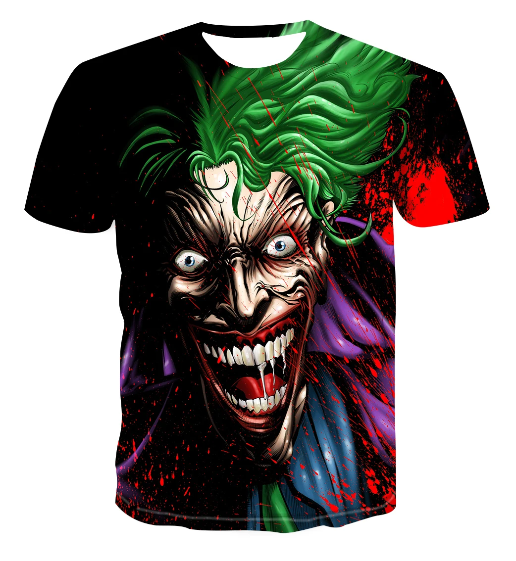 

2021 spring and summer new men's fashion T-shirt funny clown face men and women T-shirt 3D printing short-sleeved round neck top