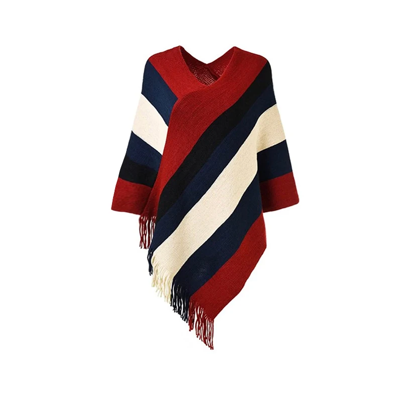 

Winter Cloak Women Soft Knitted Print Tassel Cardigan Capes Shawl Coat Ponchos Mujer Invierno Elegantes Cape Poncho Women