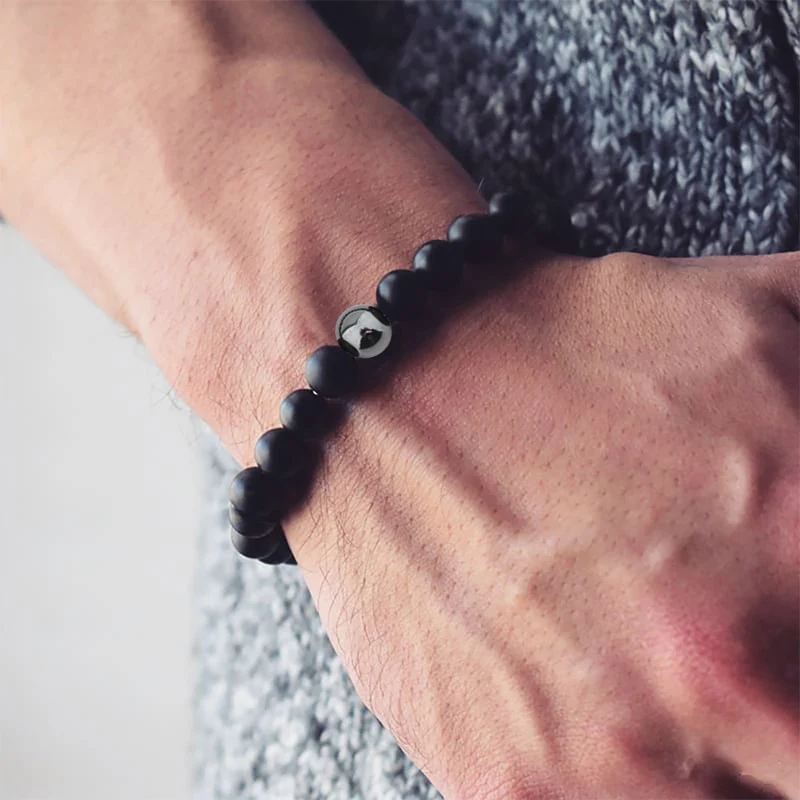 

Fashion Real Black Natural Stone Bian Bracelet byanshi For Men&Women 16mm Beaded Big stone bianshi Bracelet