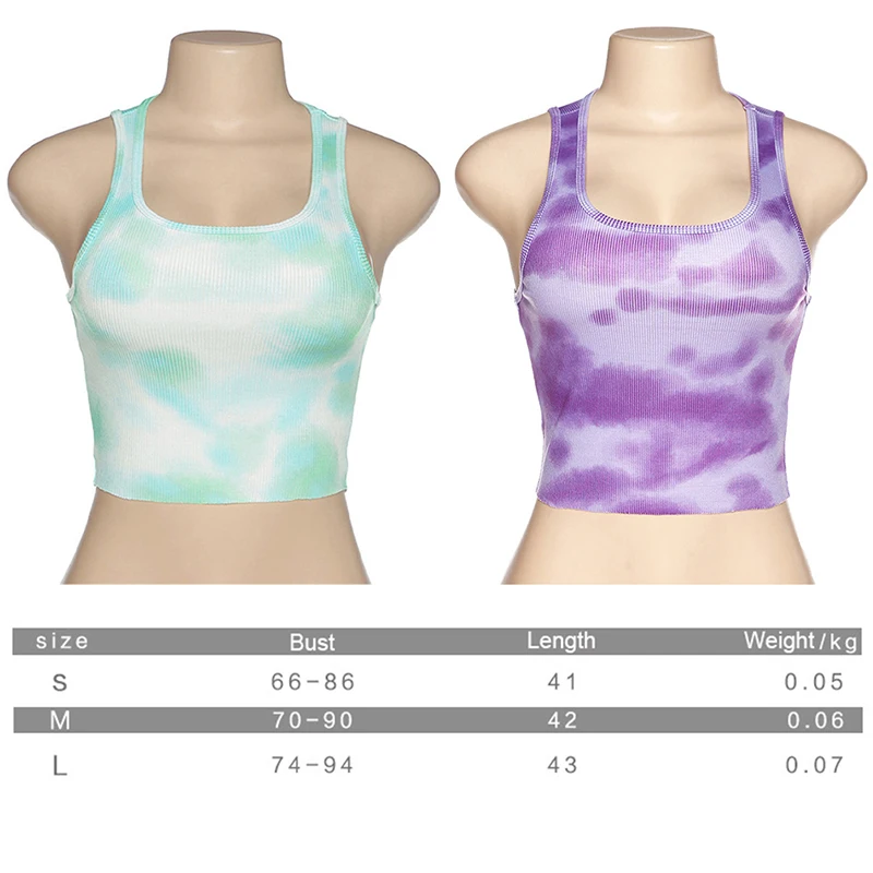 

Fashion Slim Casual Crop Tops Basic Female Streetwear Summer Tie Dye Print Summer Tank Top Women Sleeveless