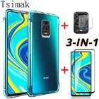 Защитный чехол 3 в 1 для Xiaomi Redmi Note 8, 9 Pro Max, 9s, 9, 9A, 9C, 9T, закаленное стекло, пленка для объектива камеры