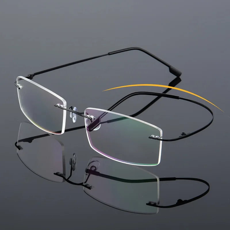 

Elbru Titanium Alloy Frameless Reading Glasses Elastic Spectacle Leg Ultralight Comfortable Presbyopic Glasses +1.0 to +4.0