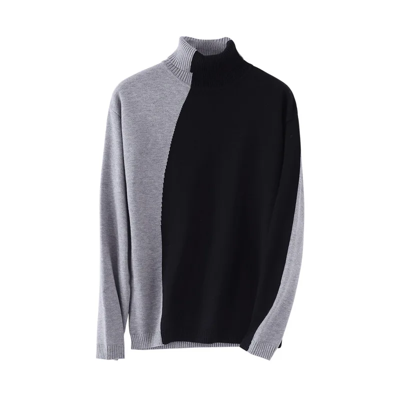 

Chic Pullover Contrast Color Knitted Sweater Pull Femme Female Top Knitted Pullovers Women Sweaters 2019 New Elegant Turtleneck