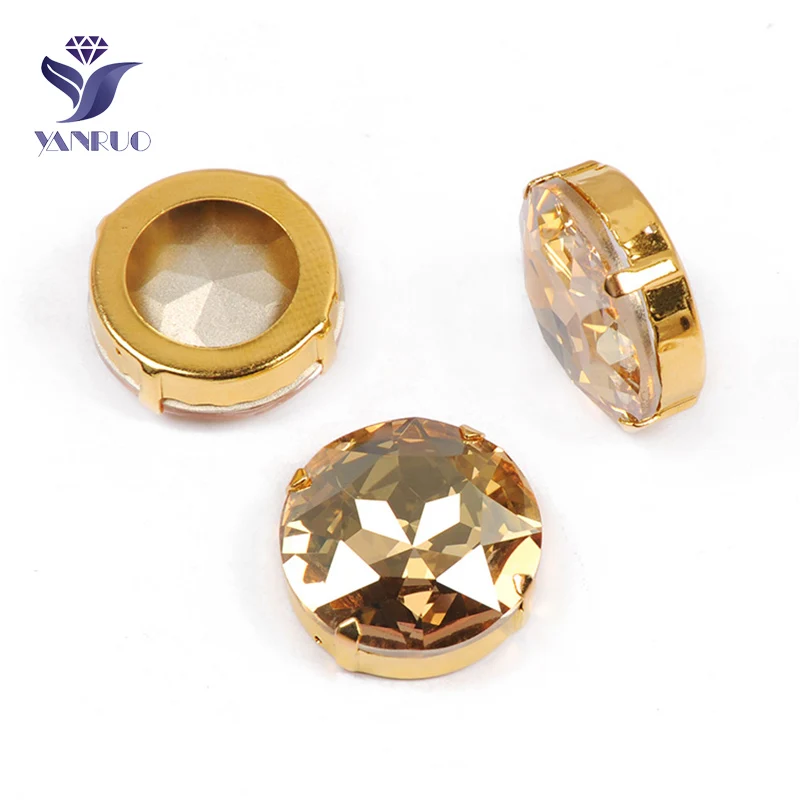 Golden Shadow Yanruo 1201 круглая нашивная СТРАЗА стеклянные поделки камни и кристаллы Точка назад большие стразы для украшения - Цвет: Golden Shadow