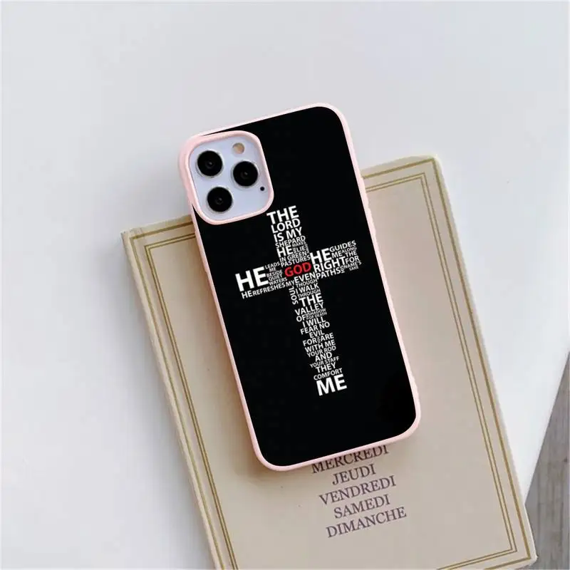 

Jesus Cross Phone Case Candy Color for iPhone 6 6S 7 8 11 12 XS X SE 2020 XR mini pro Plus MAX funda