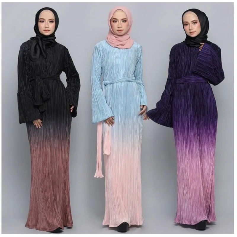 2020 модная мусульманская женская одежда арабское Дубай Абая градиентный цвет