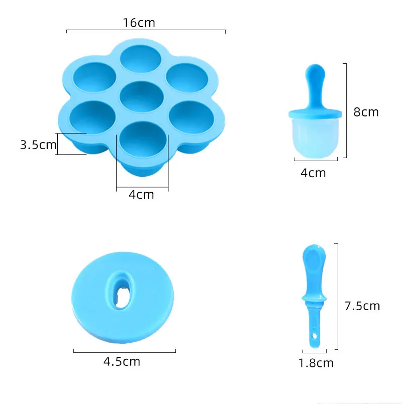 

7-Cavity Eco-Friendly Silicone Mini Ice Cream Dessert Cube Mold Round Juices Yogurt Maker Popsicle Freeze DIY Cake Moulds Tools