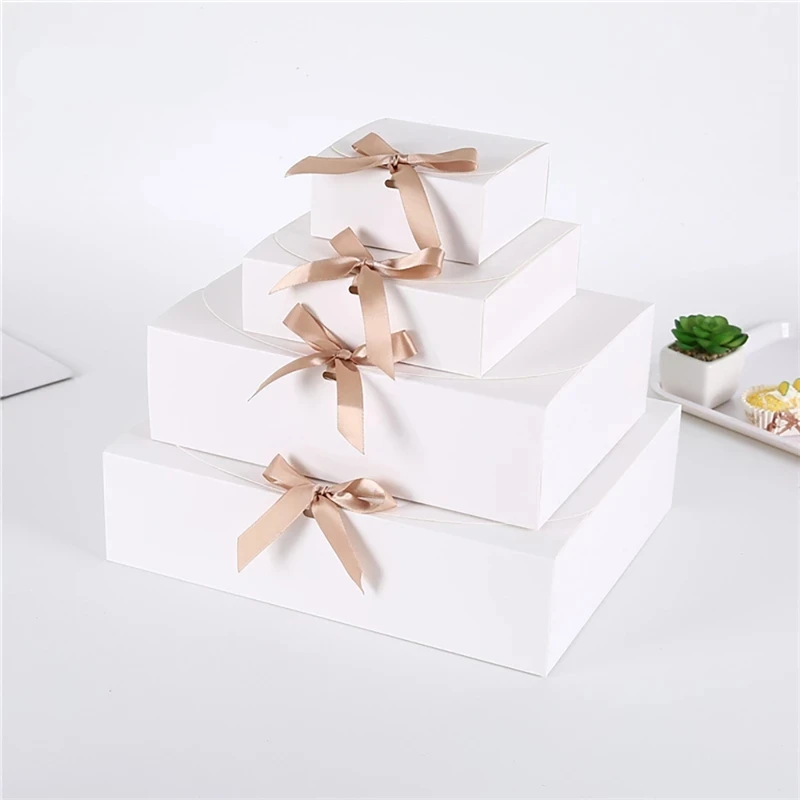 

5PCS Clamshell Bow Gift Box Birthday Gift Shirt Sweater Scarf Storage Wrapping Case Cookies Chocolate Candy Packaging Organizer