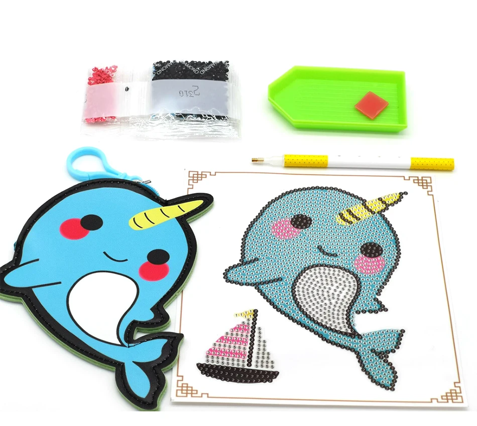 Новый DIY Полный алмаз картина дрель кошелек мультфильм животное шаблон брелок