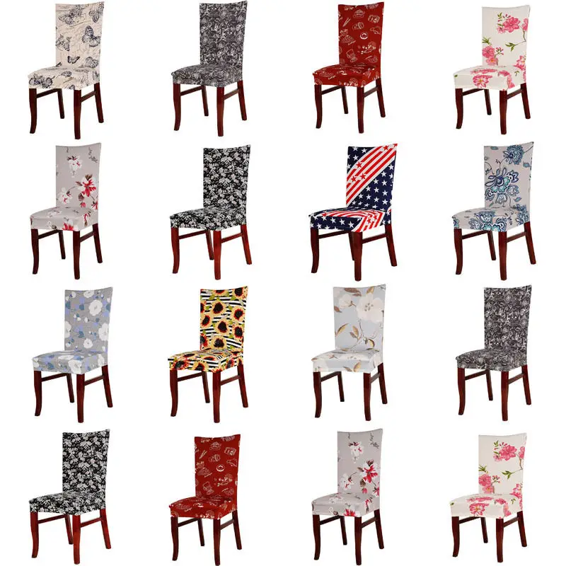 

1 предмет печатных Цвет чехлы для стульев ресторана, держащих букет невесты на свадьбе, банкетные вечерние гостиничный стул покрытия вечерн...