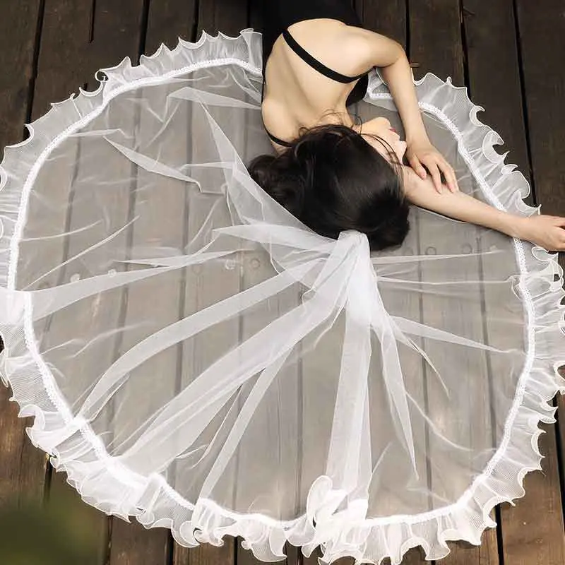 2019 Elegant Lace Ruffle Edge 1.5M Bridal Wedding Veils Two layers Short With Comb Cheap Accessories | Свадьбы и торжества