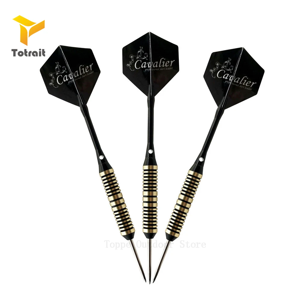 

TOtrait New Dardos 22g Professional Darts Brass Barrel Aluminum Shaft Steel Tip Darts With Black Gold Pattern Dart Shafts Flight