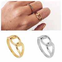 24k gold plated silver gold chain rings minimalist geometric irregular round women fashion crystal twist fine jewelry gift