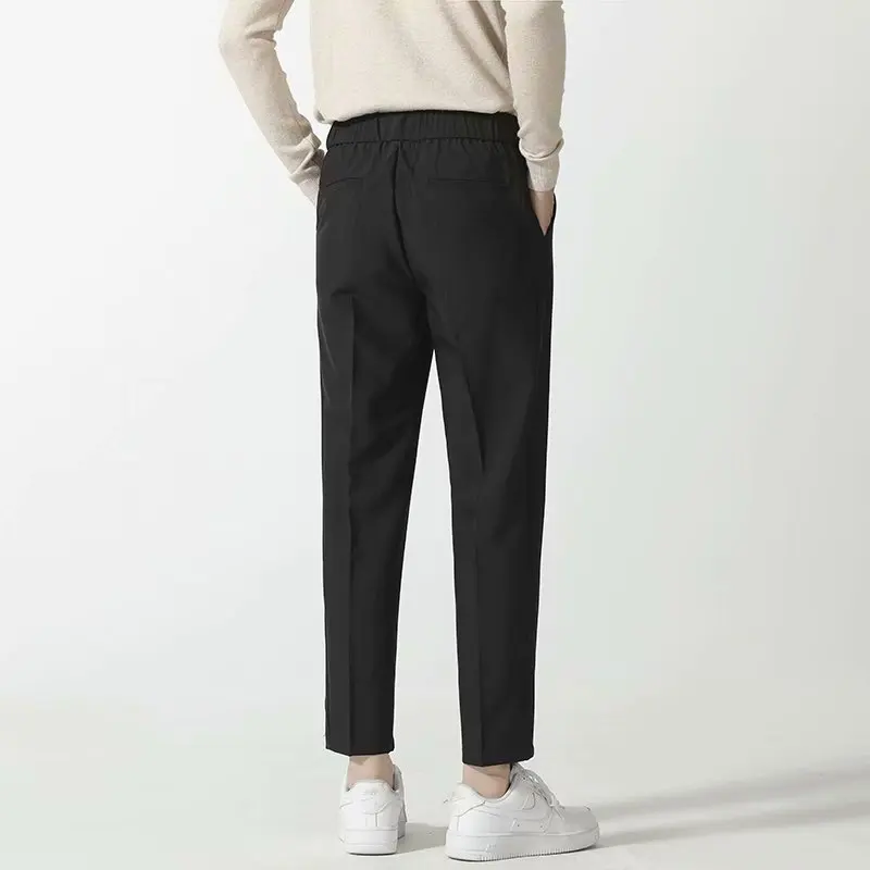 Брюки мужские осенние коричневые до щиколотки с поясом на резинке - купить по