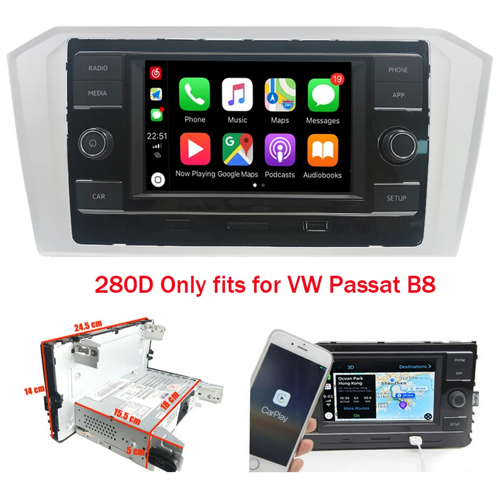 Автомобильный радиоприемник 6 5 &quotRCD330 + рамка Carplay Mirrorlink BT USB RVC для MQB Volkswagen PASSAT B8 GOLF