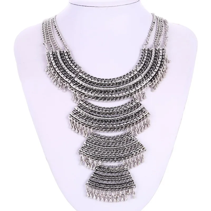 Женское многослойное ожерелье винтажное этническое с бусинами-подвесками |