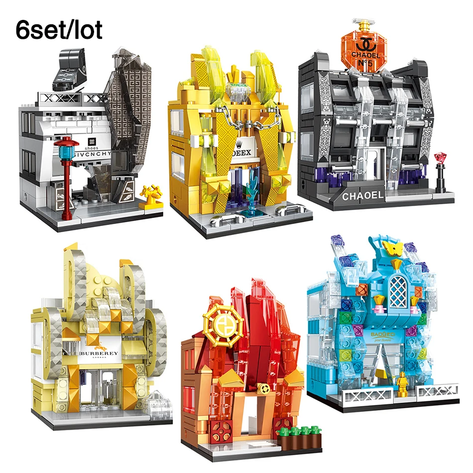 6 компл./лот город мини Street View известные часы магазин парфюмерии интерьер