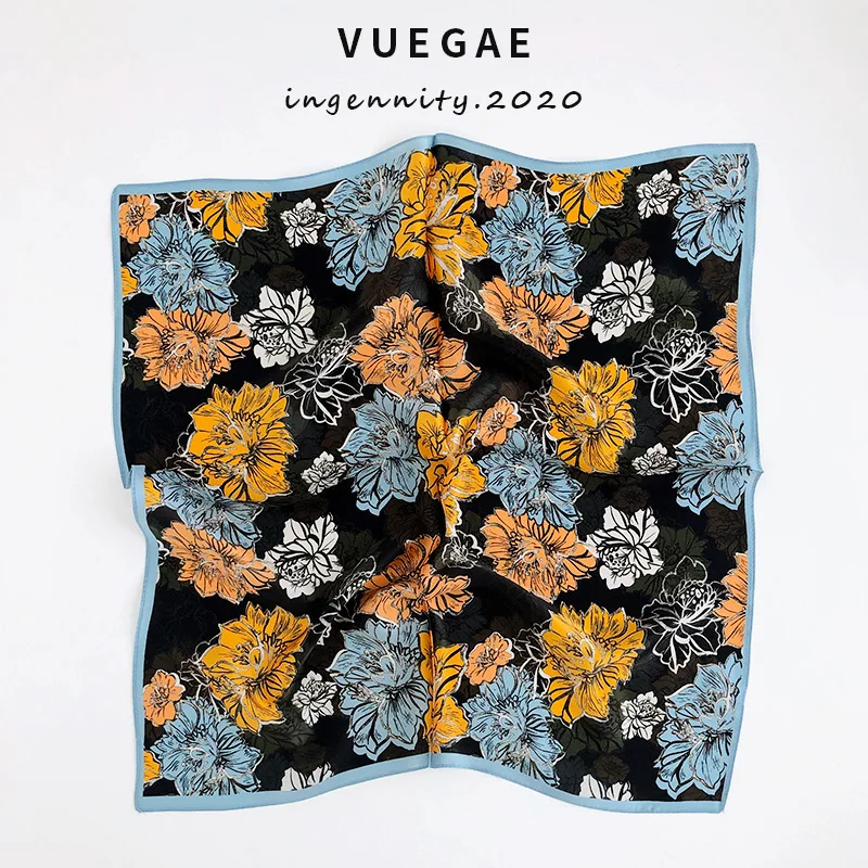 

Новое поступление 2020, Фирменный шарф из 100% чистого шелка, женский шейный платок, Квадратный маленький шарф-пончо из искусственной кожи с при...