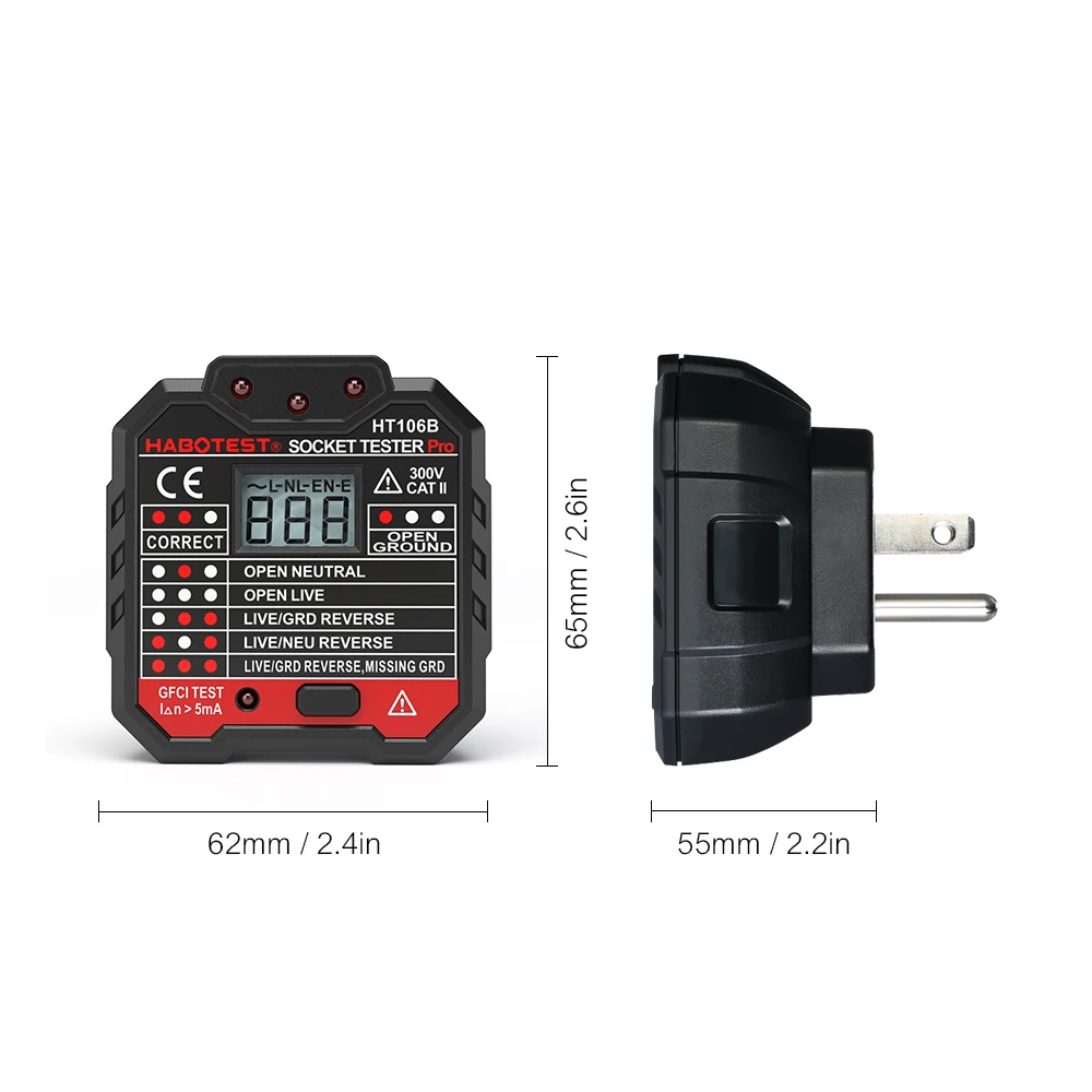 HT106B HT106D HT106E цифровой Дисплей гнездо Тесты er Разъем полярности фазы контрольный