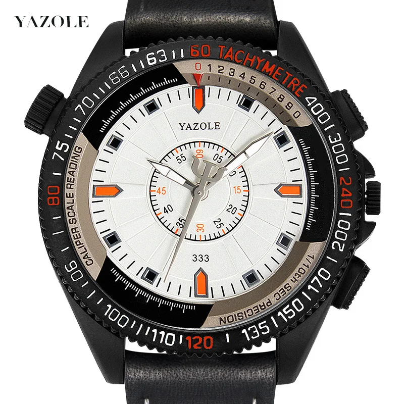 YAZOLE brand fashion trend men's quartz watch Outdoor sports Middle school watch strap personality large dial