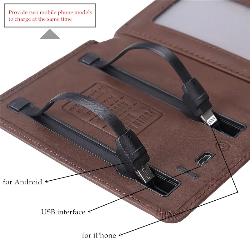 Смарт кошелек 2020 с USB зарядкой адаптируется для Ipone и Android емкость 4000 мАч 3 цвета