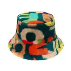 Панама в стиле Харадзюку С принтом граффити и надписью, плотные теплые зимние шапки из искусственного меха для женщин, Дамская уличная Панама, плюшевые рыболовные шапки