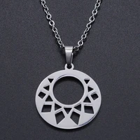 lyvior geometric necklace female jewelry stainless steel hollow sun flower pendant sunshine necklace women mother daughter