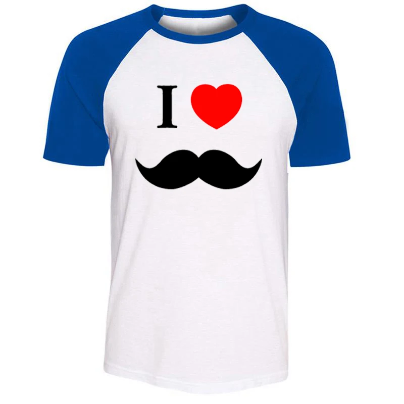 

Cute I Love Mustache Gentleman Dad Love Is Heart Mens Guys Printing T Shirt Graphic Tee Short Sleeve Cotton Tshirts