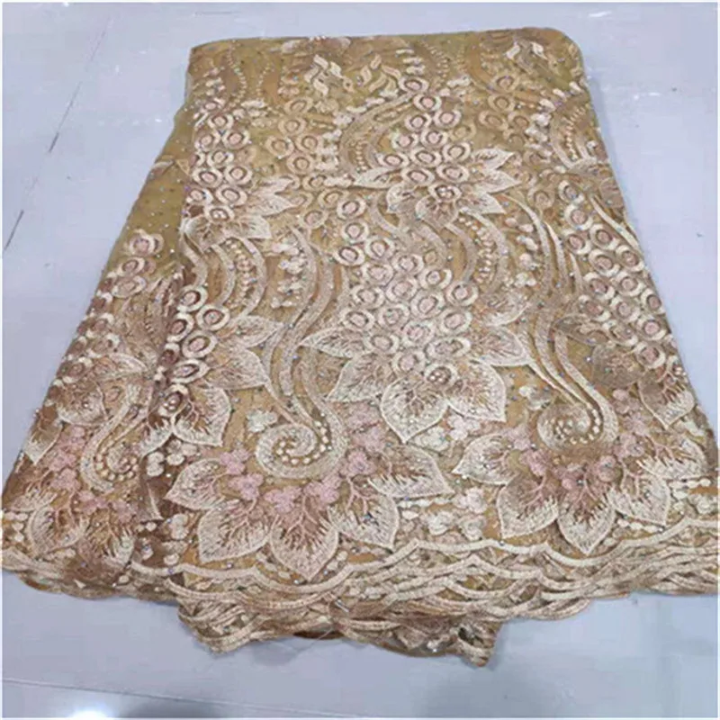 Ярко-синий вышитый сетка фатин кружева ткань 2019 камни Новое дизайнерское