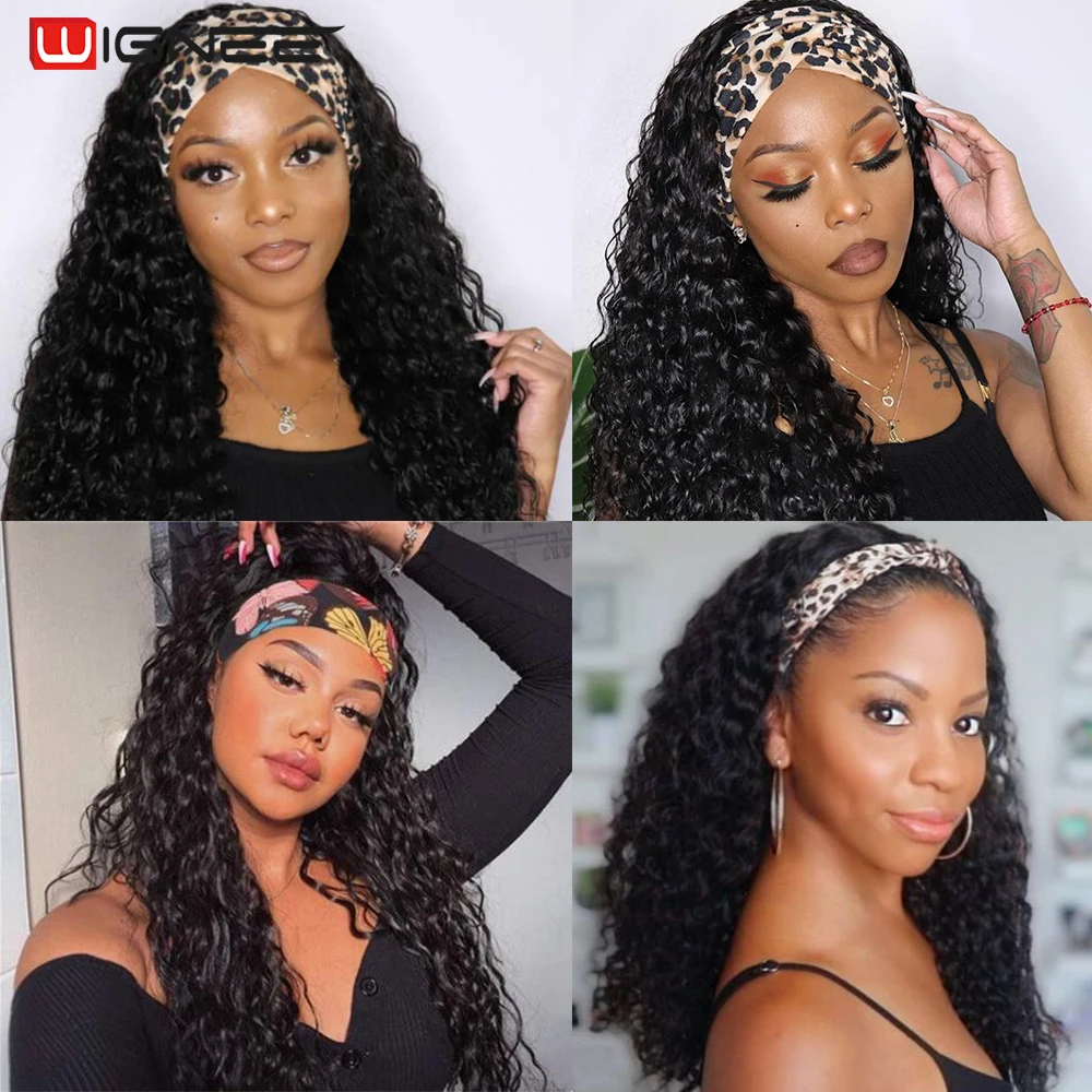 

Wignee Headband Wig Water Wave Human Hair Wigs 150% Density Remy Curly Wig For Black Women Glueless Brazilian Huamn Hair Wigs