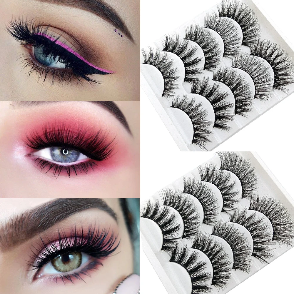 5 парт/компл. Многослойные толстые ресницы 3D накладные модные удобные мягкие