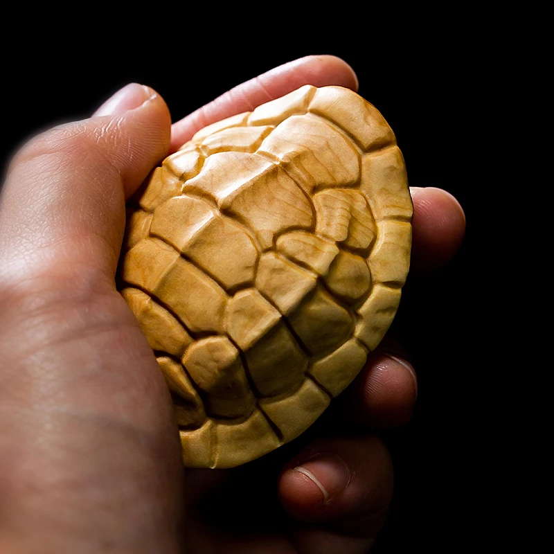

7cm Mythical Lucky Tortoise Shell Wood Good Luck Myth Animal Statue Arts Solid Wood Figurines Handmade Carved Home Decoration