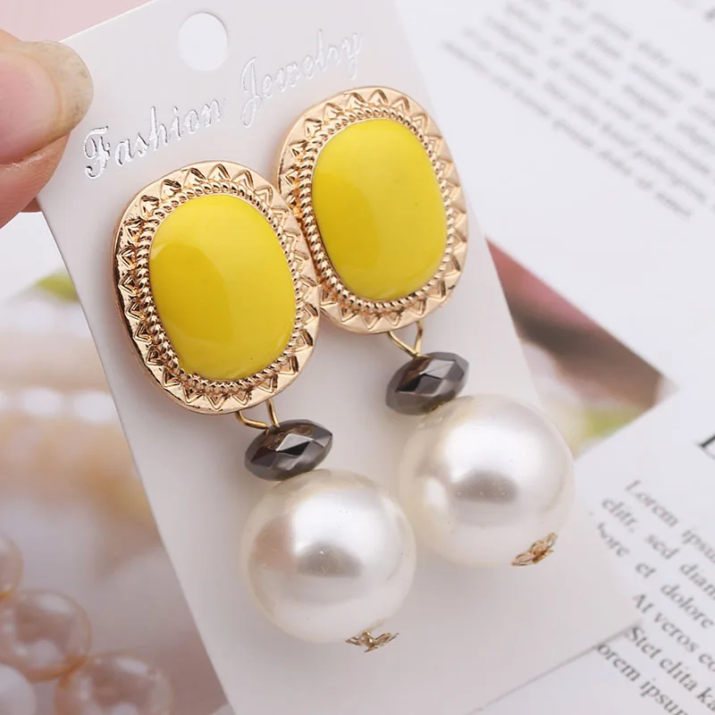 ES1133 новые европейские модная Большая Жемчужина Висячие серьги крупные