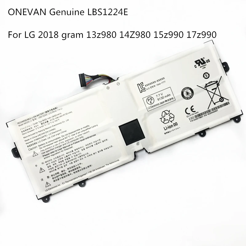 ONEVAN GenuineLBS1224E Оригинальный аккумулятор для ноутбука LG Gram 2018 13Z980 13Z970 14Z980 15Z980 G.AA52C
