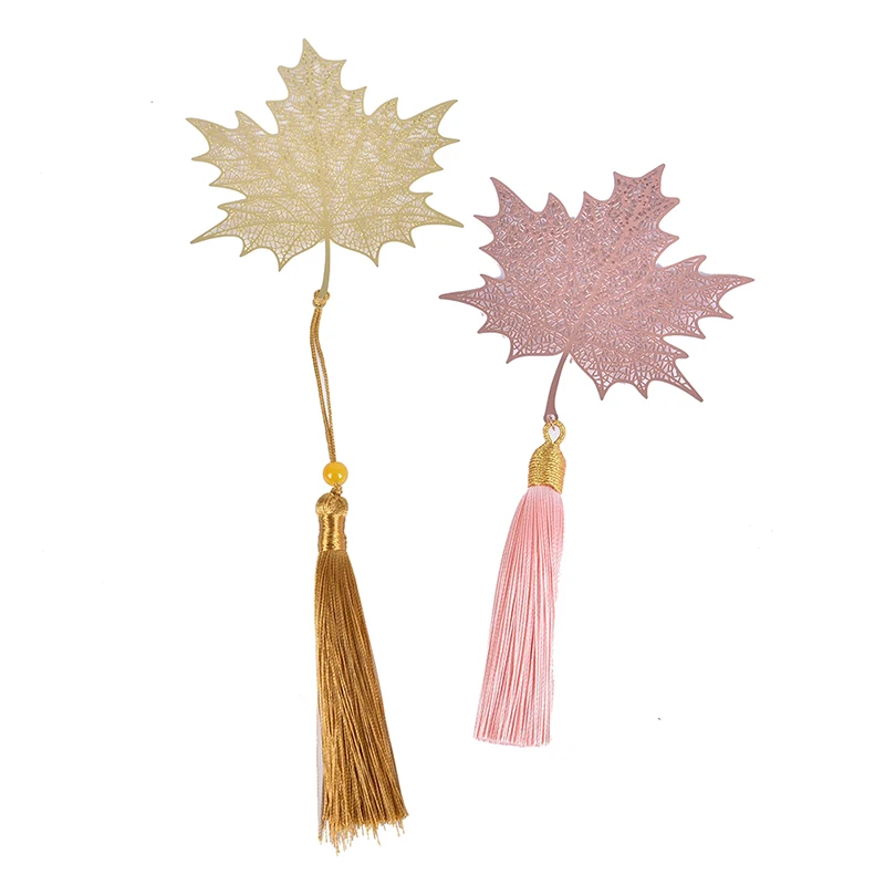 

1pc Metal Bookmark Retro Tassel Decoration Chinese Hollow Leaf Book Mark Page Metal Bookmark Stationery School Office Supplies