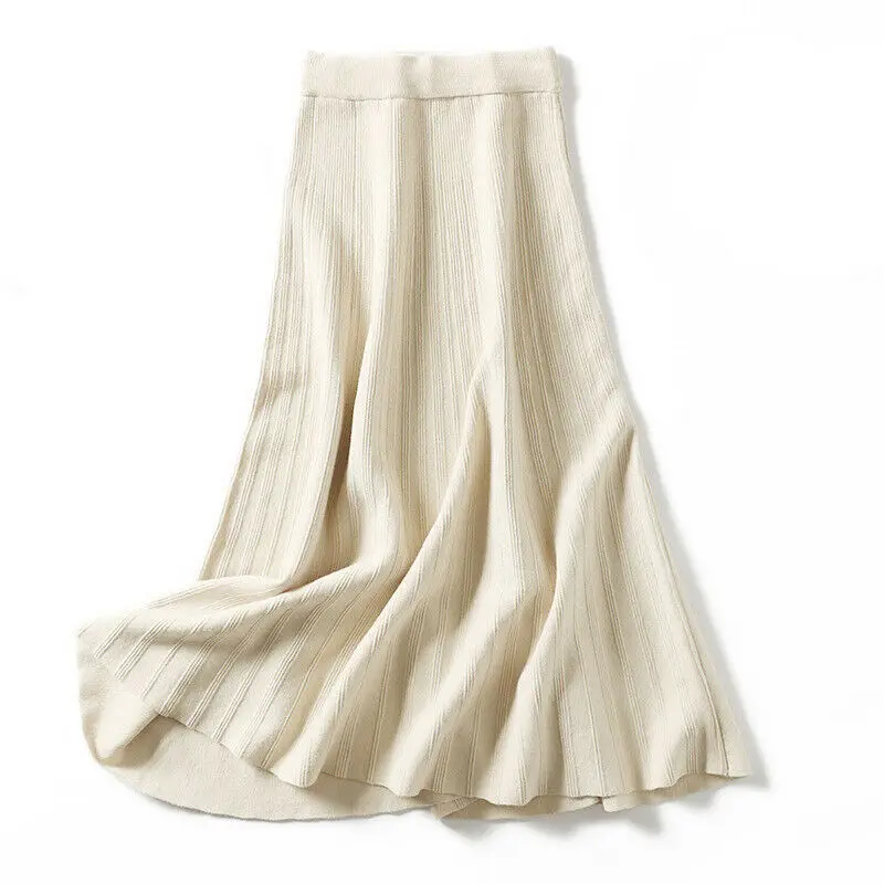 Женская элегантная вязаная плиссированная юбка с высокой талией простая Офисная
