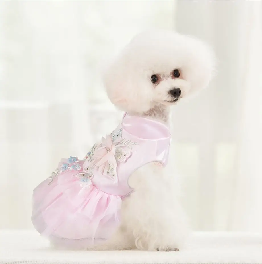 Princess Dog Cat Dress Tutu Flowers Design Pet Puppy Skirt for Dogs Cats Small Medium | Dresses