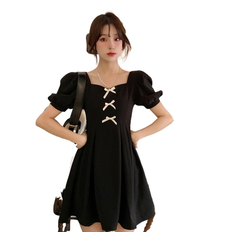 

2021 Summer Women Dress Summer Short Sleeve V neck Evening Party Sweet Beach Hepburn Dress A665