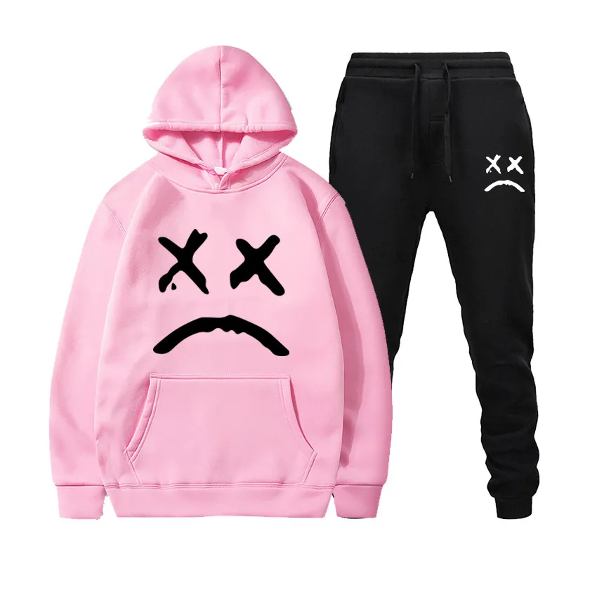 

2020 New Tracksuit Fashion Running Men's Sportswear Two Piece Sets Cotton Fleece Thick Hoodie+Pants Sporting Suit Male Hoodies