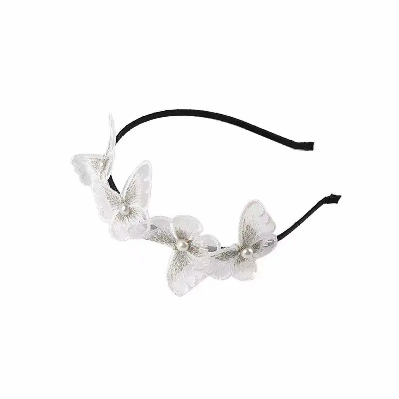

Butterfly Headband Fairy Three-dimensional Embroidery Forest Elf Hair Accessories Korean Cute Bowknot Pearl Headwear Shape