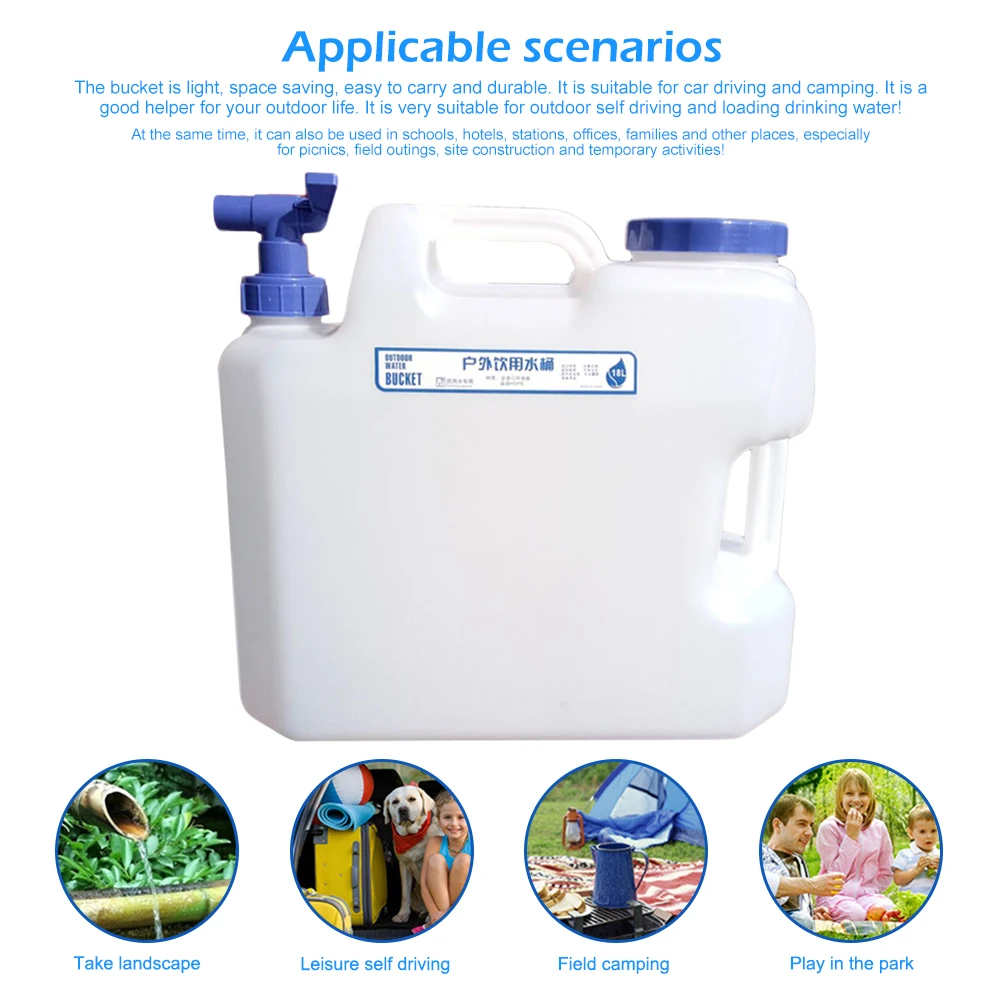 

10L 15L Capacity Outdoor Water Bucket Portable Driving Water Tank Container with Faucet for Camping Picnic Hiking